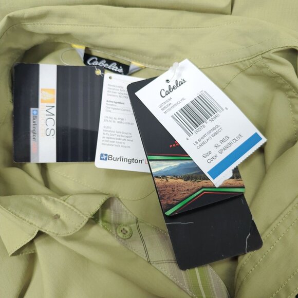 Cabelas Button Down Shirt X Large Green XPG Outdoor Insect Defense - Picture 9 of 9